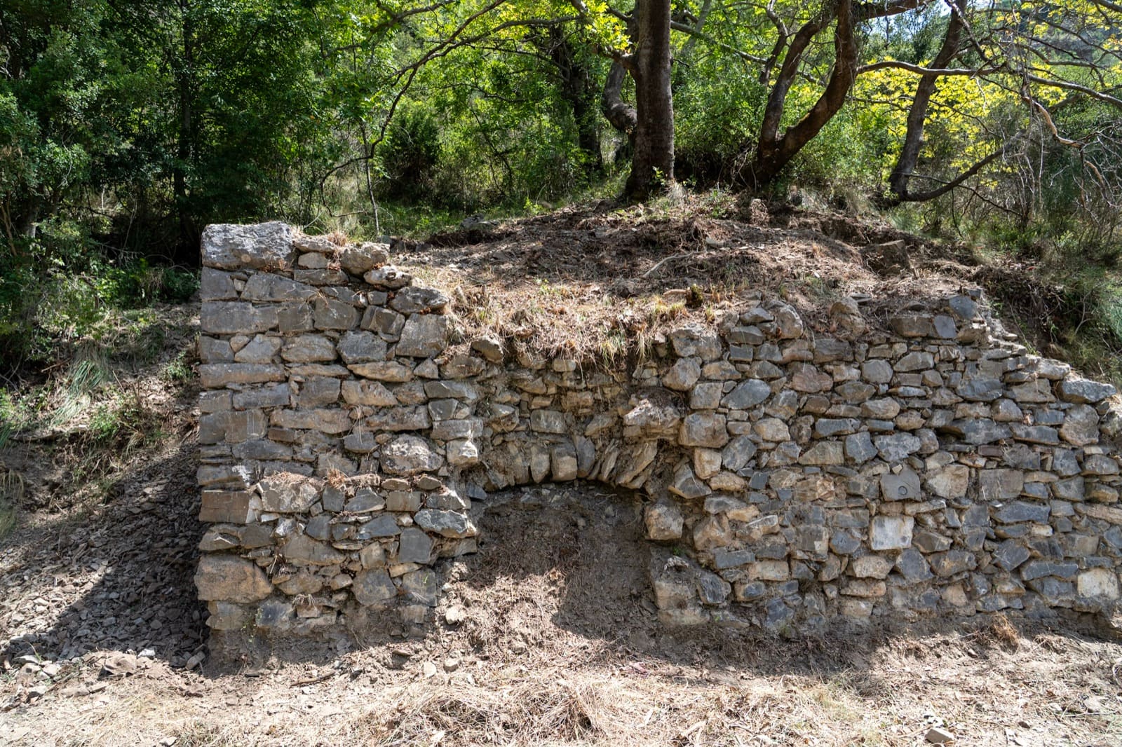 Ερειπωμένος πέτρινος νερόμυλος στο ρέμα των Λαγκαδίων